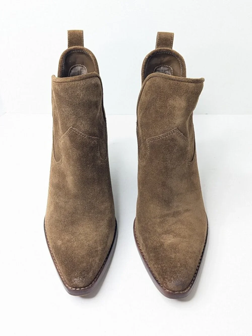 Vince Camuto Phaidra Western Ankle Boots Brown Suede Womens 8.5